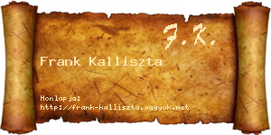 Frank Kalliszta névjegykártya